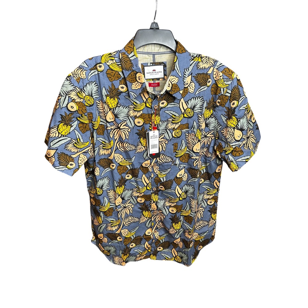 Ditch Plains Ricky Singh Hawaiian Shirt Cotton Button Up Shirt XL NEW